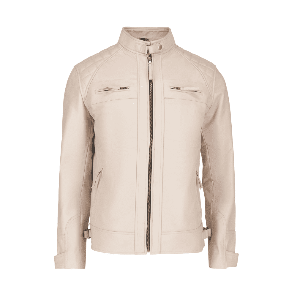 Men Real Leather Biker Cafe Racer Quilted Jacket (2)