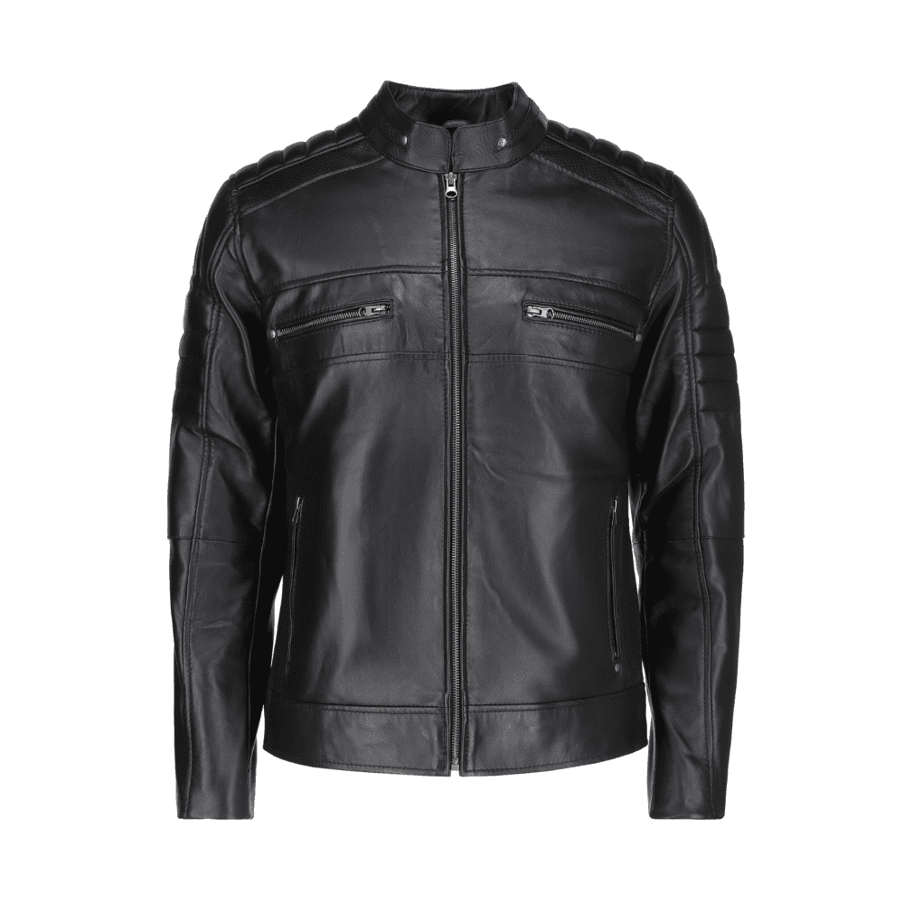 Men’s Cafe Racer Black Classic Biker Leather Jacket (1) (1)