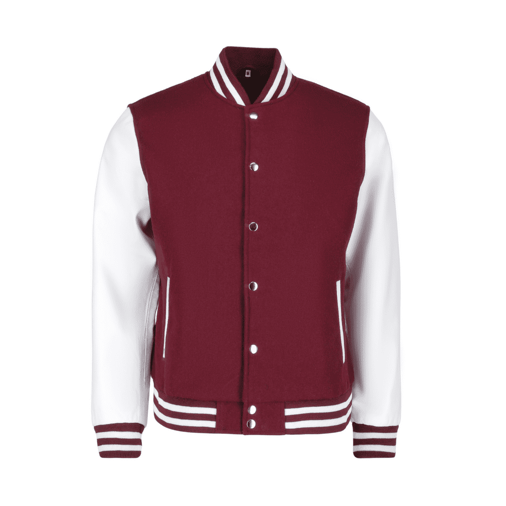 Men’s Maroon Real leather Sleeve Varsity Jacket (2)