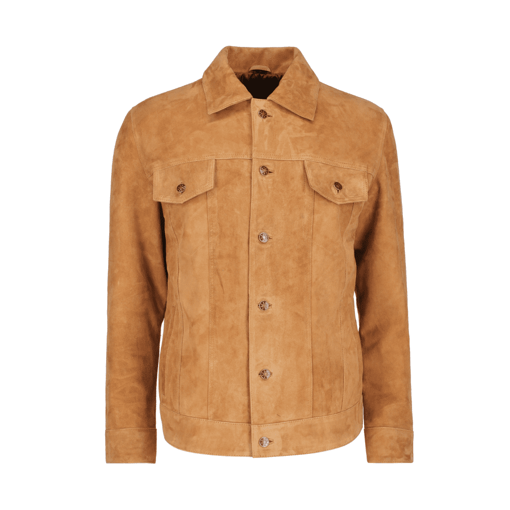 Mens Suede Leather Trucker Motorcycle Jacket, (2)