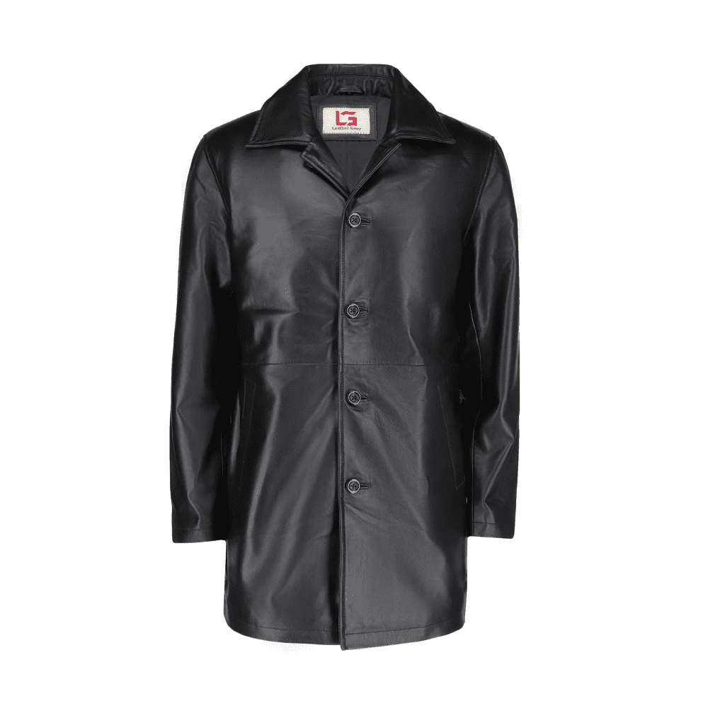 Men’s Vintage Style Black Long Leather Coat (2)