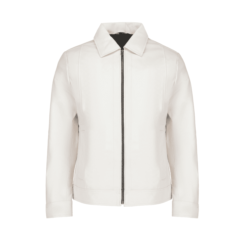 White Timeless Cafer Racer Real Leather Jacket (1)