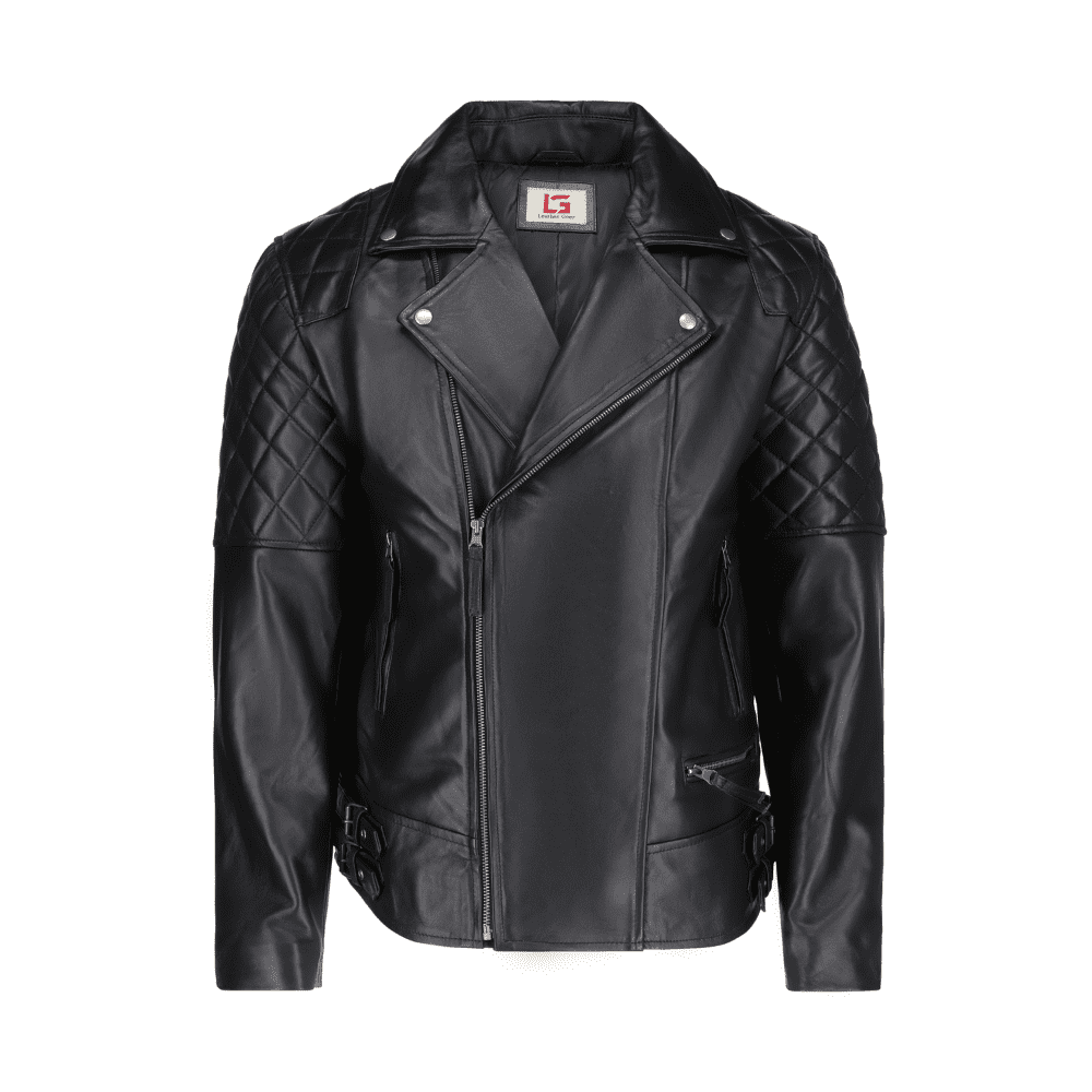 Leather Jacket Quilted Shoulders For Men (2)
